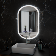 Овално светодиодно огледало, 50x80см, сензор Lucia Marcello, система за размразяване, часовник и термометър, подразбиращ се