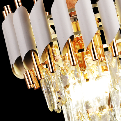 Кристален полилей VERSAILLES Petito 3xE14, диаметър 30 см, блестящо злато и бяло, регулируема височина, метал и кристал