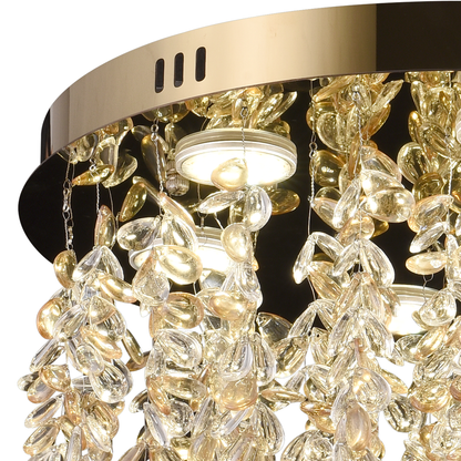 Кристален LED полилей LLC213/400GD кръгъл, 22W, студена/топла/неутрална светлина, кристал, злато