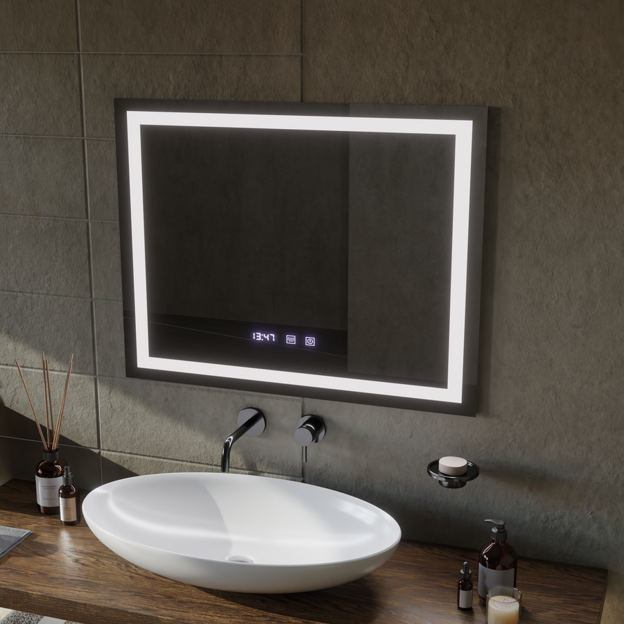 LED Touch Werner огледално огледало Система, часовник и температура 80x60 cm