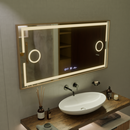 Светодиоден сензор Motionglow Sofia Sensor с функция за размразяване на размразяване 110x65 cm топло/студено/неутрална слаба светлина, розово злато Brudhed, Marcello Funghi Collection