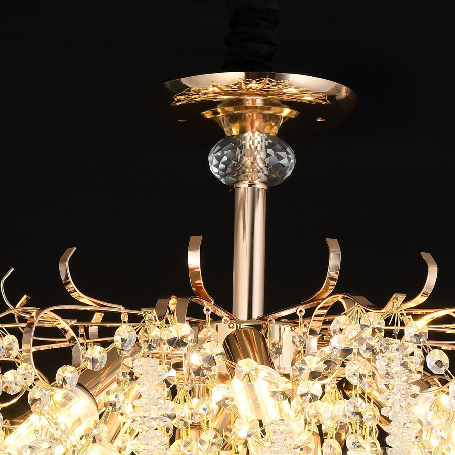 Кристален полилей Fiamma, 6x E14, диаметър 45 cm, злато