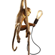 Ретро висящ полилей, LV700, 1xE27, маймуна, връв и метал, 100 см, черна опора