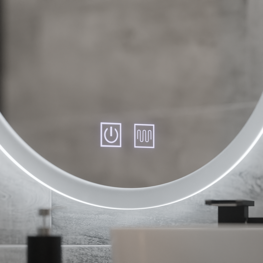 Кръгло LED огледало, 70 см, докосване на нокси, система за деактивиране, маргаритка