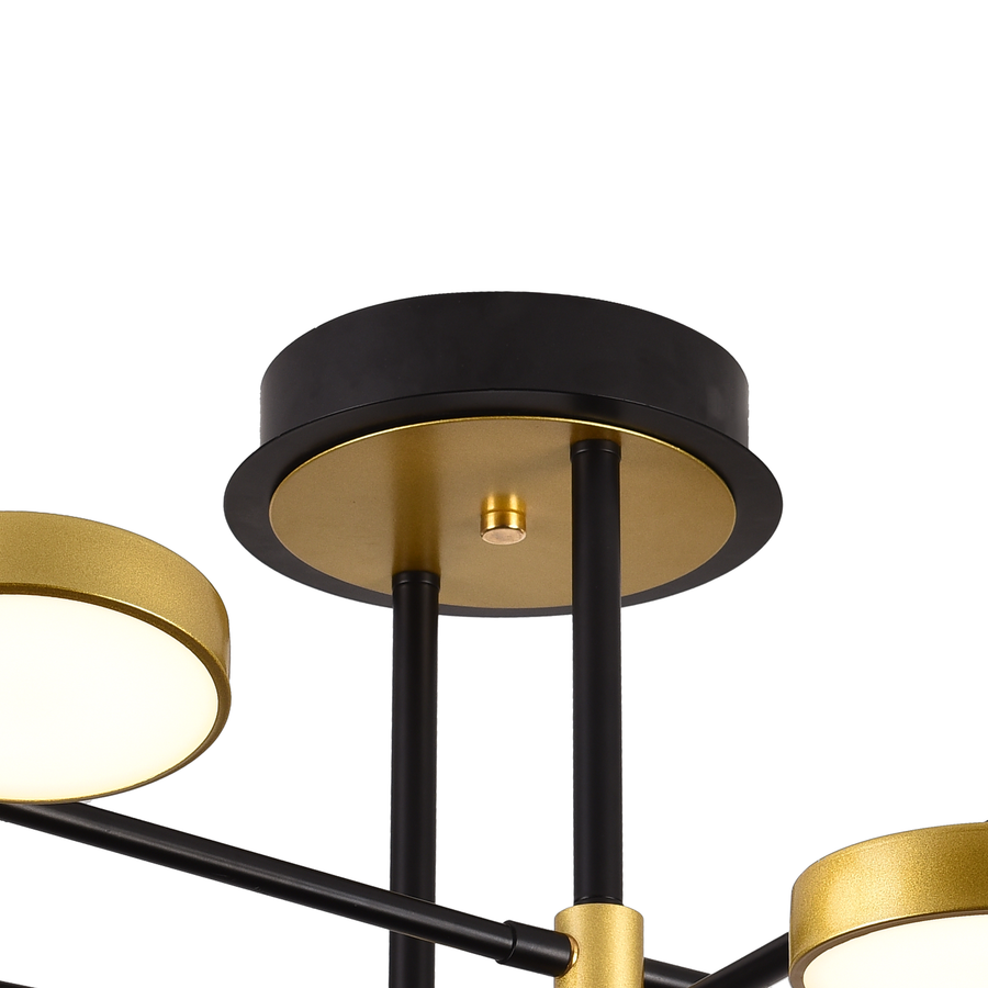 LED полилей с дистанционно управление MARIA, 6 елемента, 31W, топла/студена/неутрална светлина 3000K/4000K/6000K, Димируем, златен и черен, метал