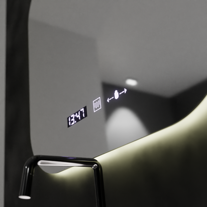 Правоъгълно светодиодно огледало, 60x60см, Motionglow Marcello Harmony, Disabaling System, Clock & Thermometer, Davable
