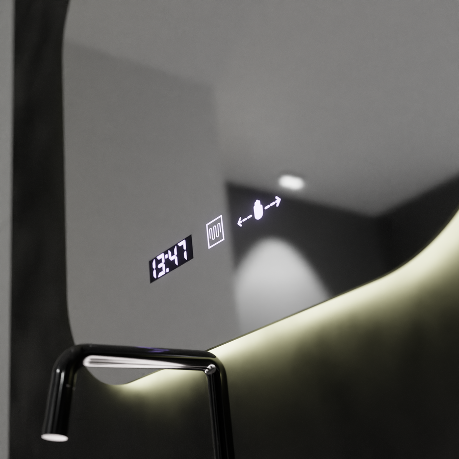 Правоъгълно светодиодно огледало, 60x60см, Motionglow Marcello Harmony, Disabaling System, Clock & Thermometer, Davable