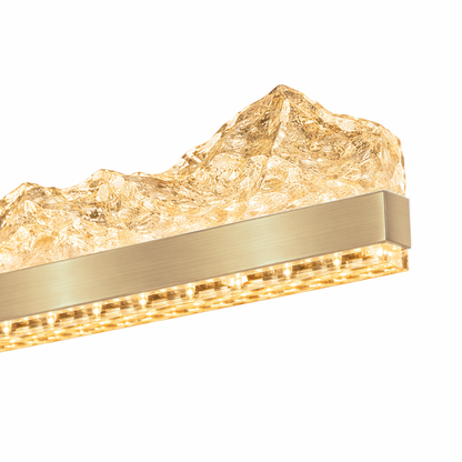 Окачен LED полилей с дистанционно MARISTELLA 90W, Студена/Топла/Неутрална светлина 3000K/4000K/6000K, Димируем, Регулируема височина, Злато, Метал и Кристал