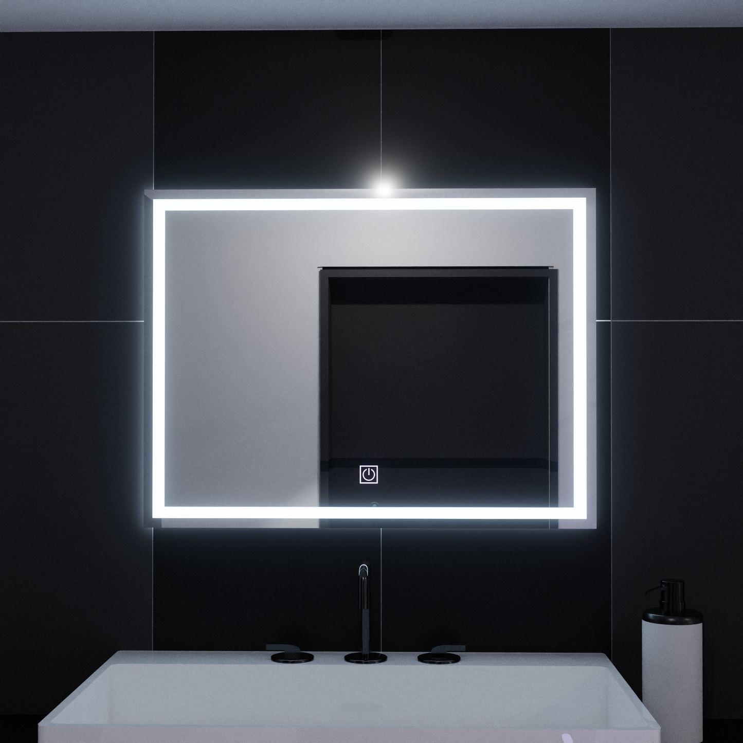 Огледален светодиоден правоъгълна 80x60cm рамка Основно докосване