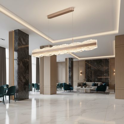 Окачен LED полилей с дистанционно управление NIVALIS 55W, Дължина 120см, Студена/Топла/Неутрална светлина, Димиране, Регулиране на височината, Златист