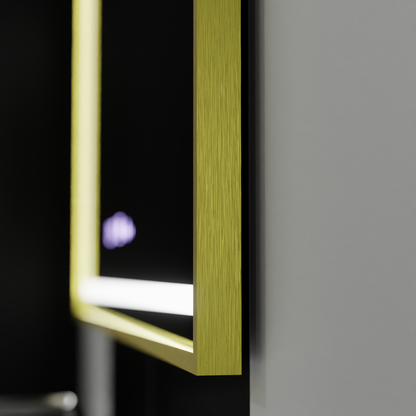 Правоъгълно светодиодно огледало, 100x65см, Royale Gold Motion Glow Marcello, отдели, часовник и термометър, подразбиращ се