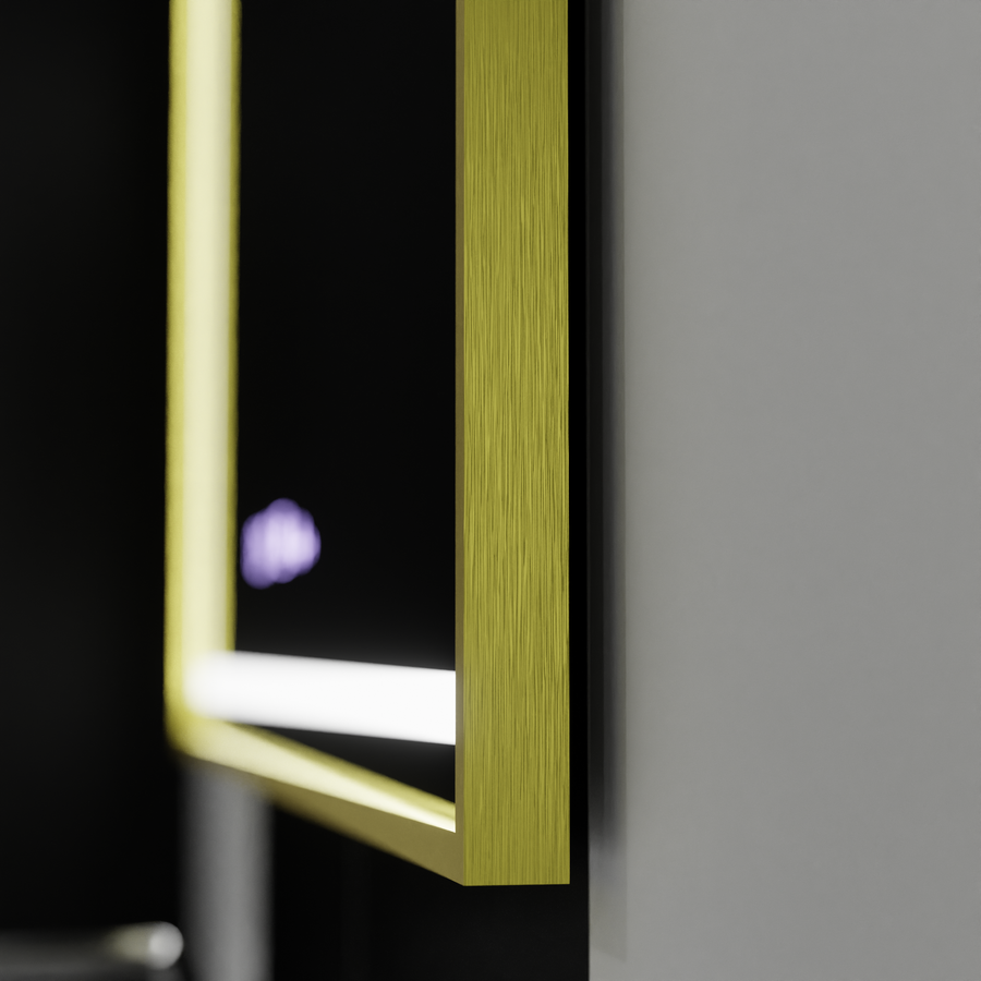 Правоъгълно светодиодно огледало, 100x65см, Royale Gold Motion Glow Marcello, отдели, часовник и термометър, подразбиращ се