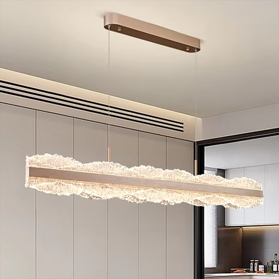 Окачен LED полилей с дистанционно управление NIVALIS 56W, Дължина 120см, Студена/Топла/Неутрална светлина, Димиране, Регулиране на височината, Златист