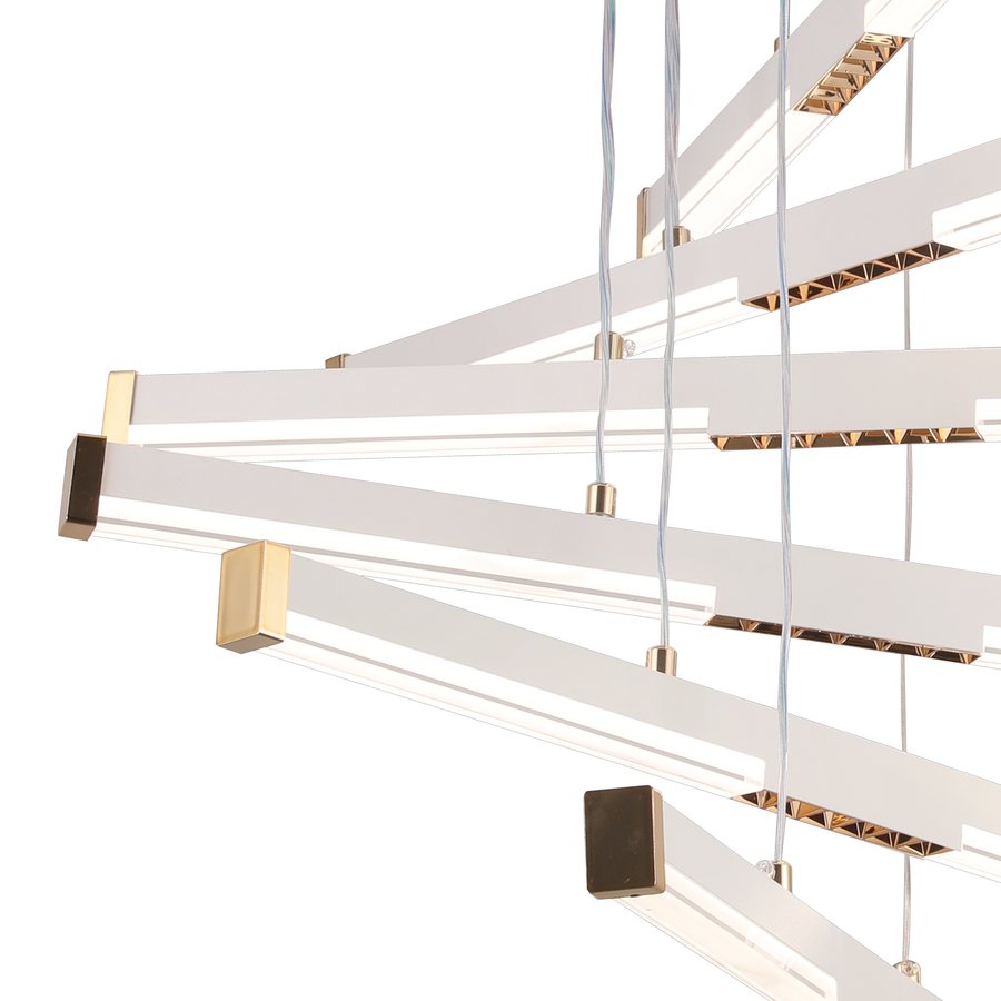 Окачен акрилен LED полилей LT183/6WH, 81W, светлина 3000/4000/6000K, бял, регулируема височина