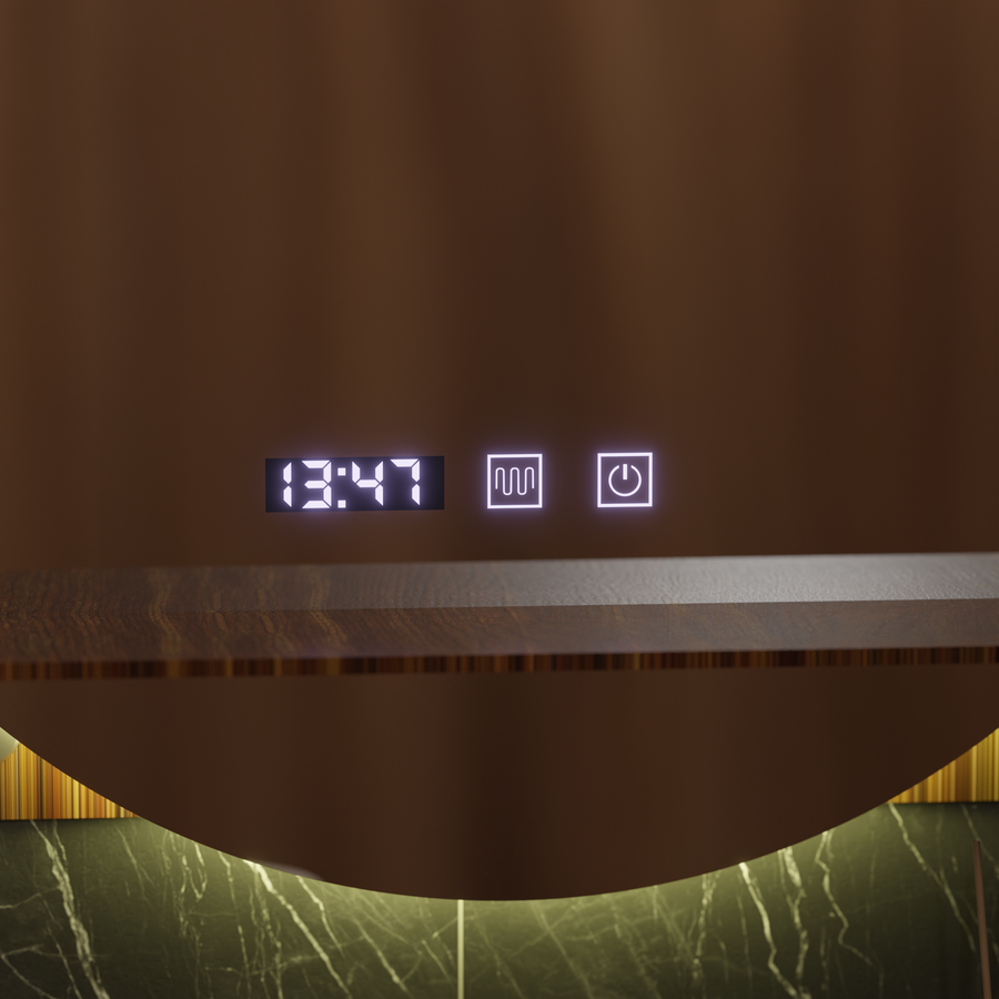 LED Touch Touch Alfred Mirror Defrition System, часовник и температура 60x60 cm с интегрирана поддръжка