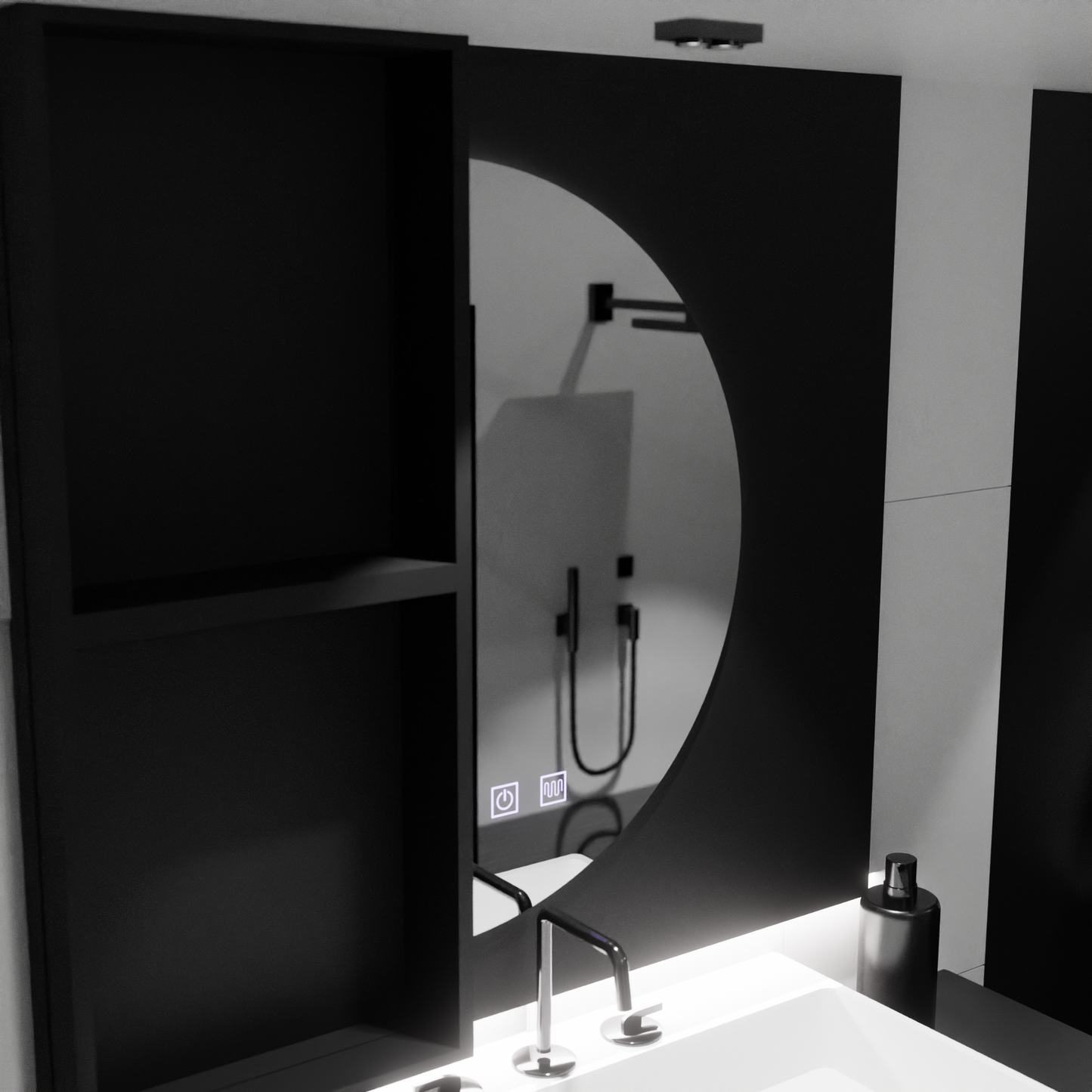 LED огледално LED Semiluna 50x100cm - Стейдена система за извит допир Неизвестна деактивиране