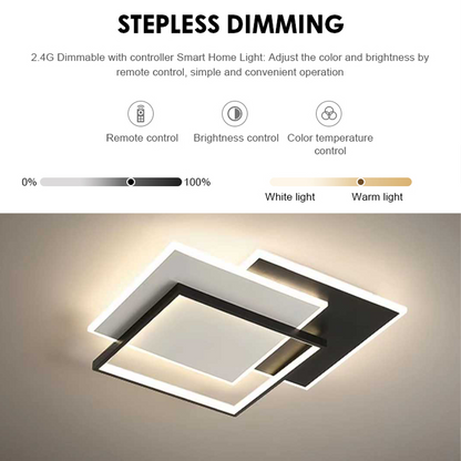 LED полилей с дистанционно CHIARA 98W, 3 квадрата, Студена/Топла/Неутрална светлина, Димируем, Черен