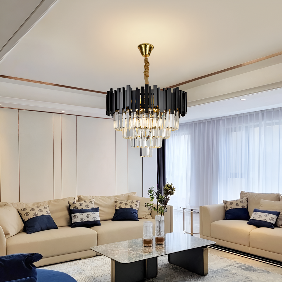 Кристален полилей Blois Noble 4xe14, диаметър 40 см, черен, регулируема височина
