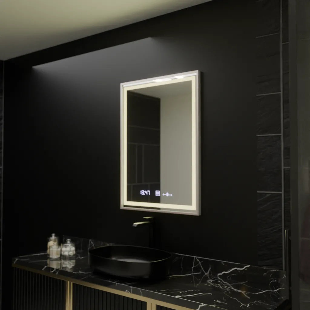 Огледално светодиодно правоъгълно 60x80cm Verite Imperial Silver Motion Glow Marcello Dishorcy Clock Defrition System