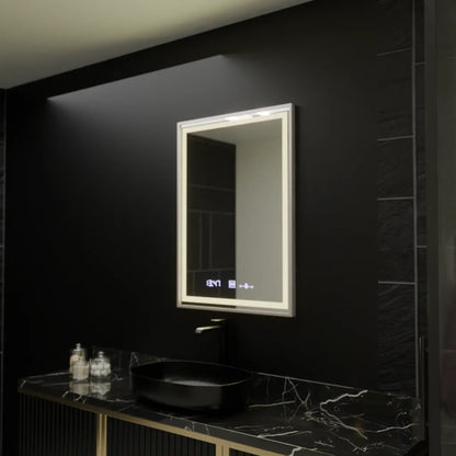 Огледално светодиодно правоъгълно 60x80cm Verite Imperial Silver Motion Glow Marcello Dishorcy Clock Defrition System