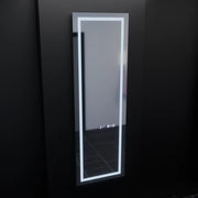 Правоъгълно светодиодно огледало, 45x140cm, радар на сензора Giulia Marcello, система за размразяване, часовник и термометър, размито, обличане
