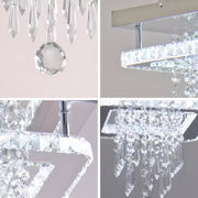 LED HANDELIER Alberico Square, 19W, студена/гореща/неутрална светлина, кристал, лъскав хром