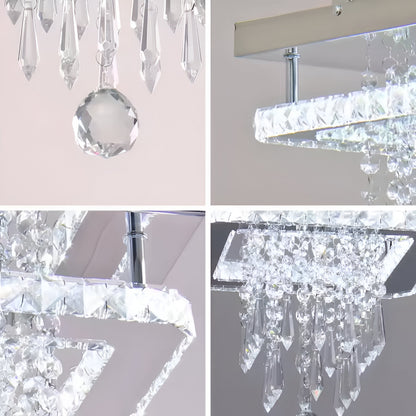 LED HANDELIER Alberico Square, 19W, студена/гореща/неутрална светлина, кристал, лъскав хром