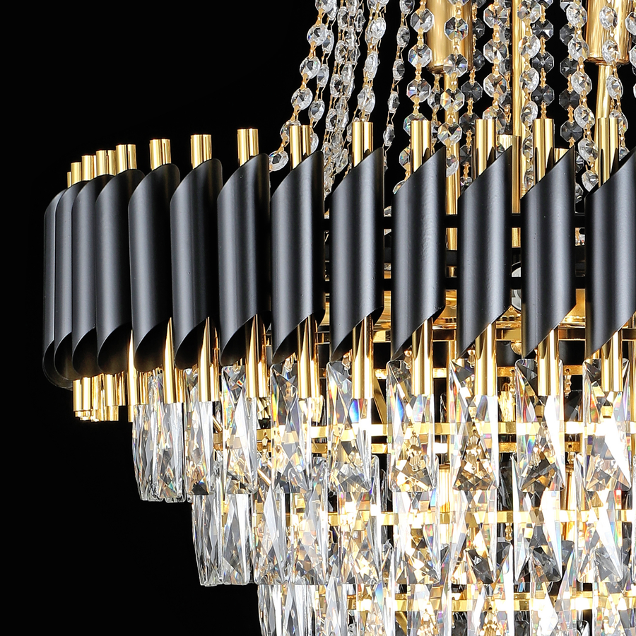 Crye Chandelier Versailles Grande Supremo 10xe14, 60cm x диаметър 90 cm, лъскаво и черно злато, регулируема височина
