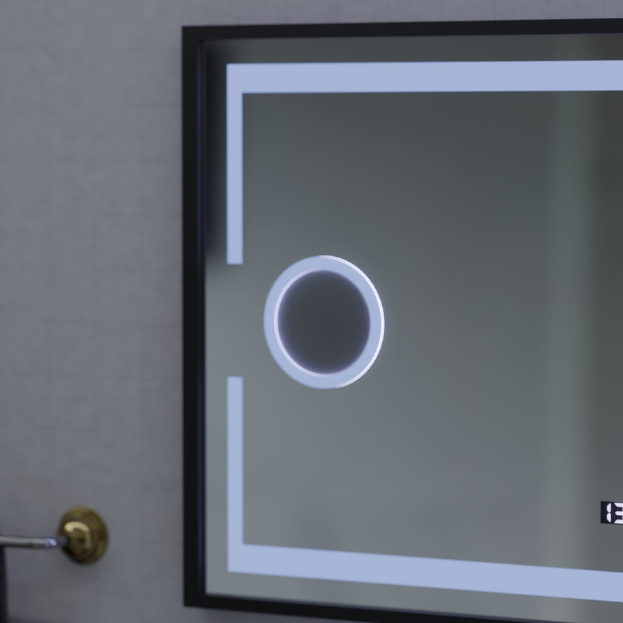 LED огледално Motionglow Sensor Domingo с функция за размразяване на размразяване 120x65 cm студена/топла/топла светлина, черна четка рамка, колекция Marcello funghi
