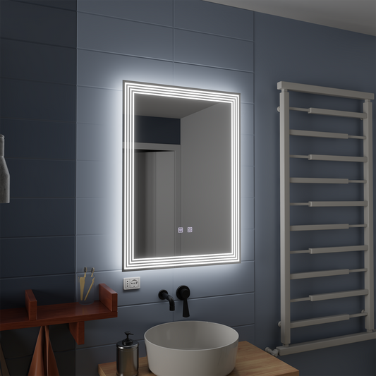 Правоъгълно LED огледало, 60x80cm, ADIS Touch, Demister System, Димиране