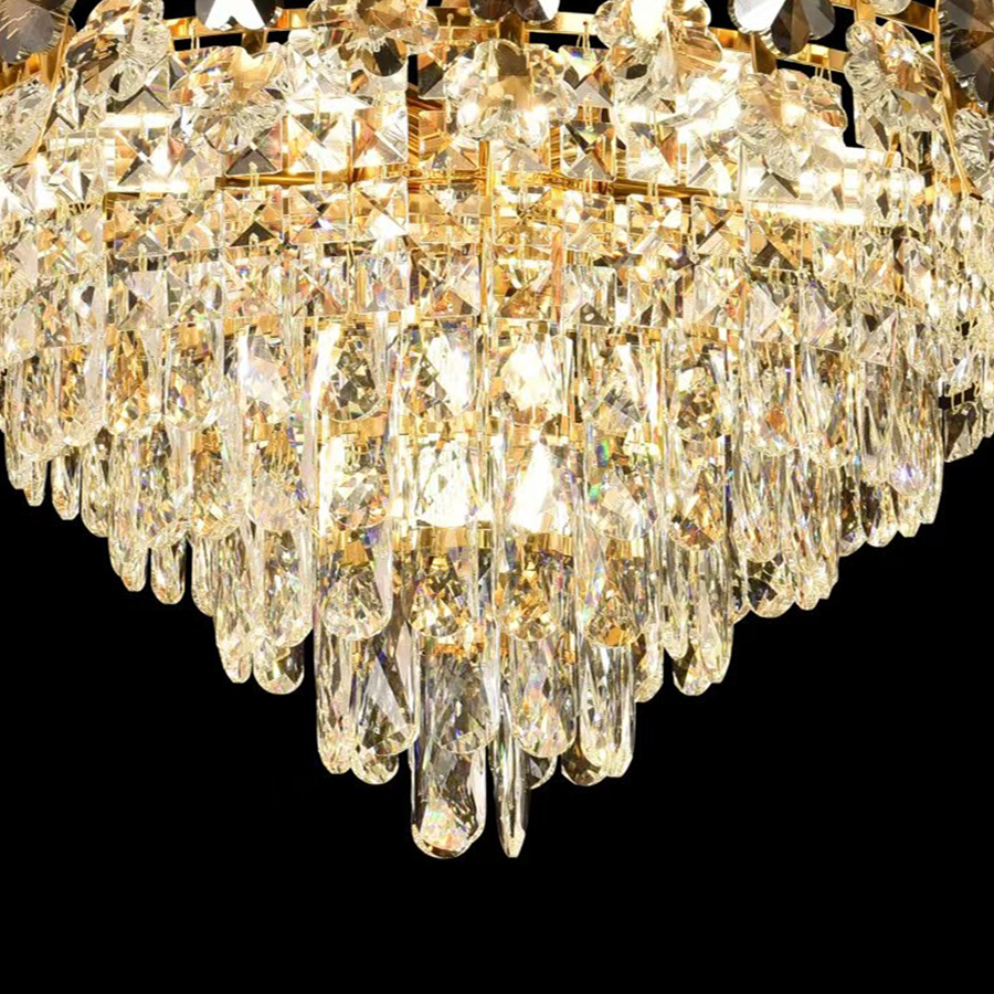 Cymandier Crystal Windsor Elegance 6x E14, диаметър 49 cm, лъскаво злато, регулируема височина