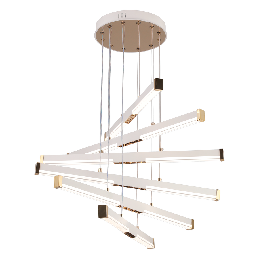 Окачен акрилен LED полилей LT183/6WH, 81W, светлина 3000/4000/6000K, бял, регулируема височина