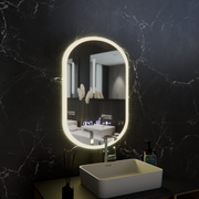 Овално светодиодно огледало, 50x80см, сензор Lucia Marcello, система за размразяване, часовник и термометър, подразбиращ се