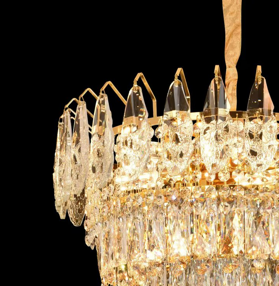Cymandier Crystal Windsor Elegance 6x E14, диаметър 49 cm, лъскаво злато, регулируема височина
