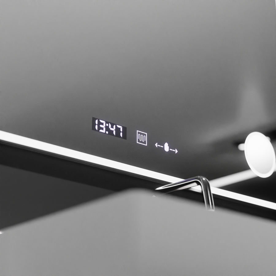 Огледално светодиодно правоъгълно 120x80 Aura Riflesso Puro Motionglow Marcello, система за размразяване, термометър и часовник, подразбиращ се