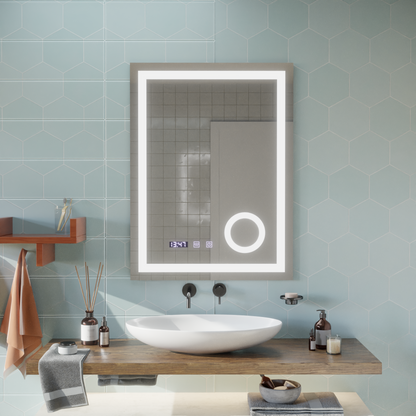 Система за разточване на огледало LED Touch Manfred, часовник и температура 60x80 cm козметично увеличение