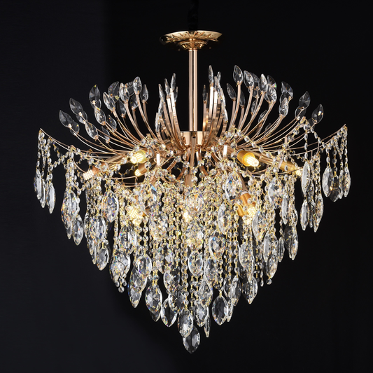 Кристален полилей Fiamma, 6x E14, диаметър 45 cm, злато