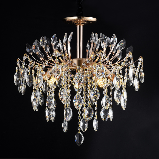 Кристален полилей Fiamma, 6x E14, диаметър 45 cm, злато