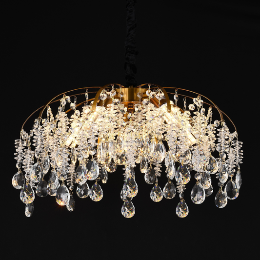 Кристален полилей Fiamma, 6x E14, диаметър 45 cm, злато