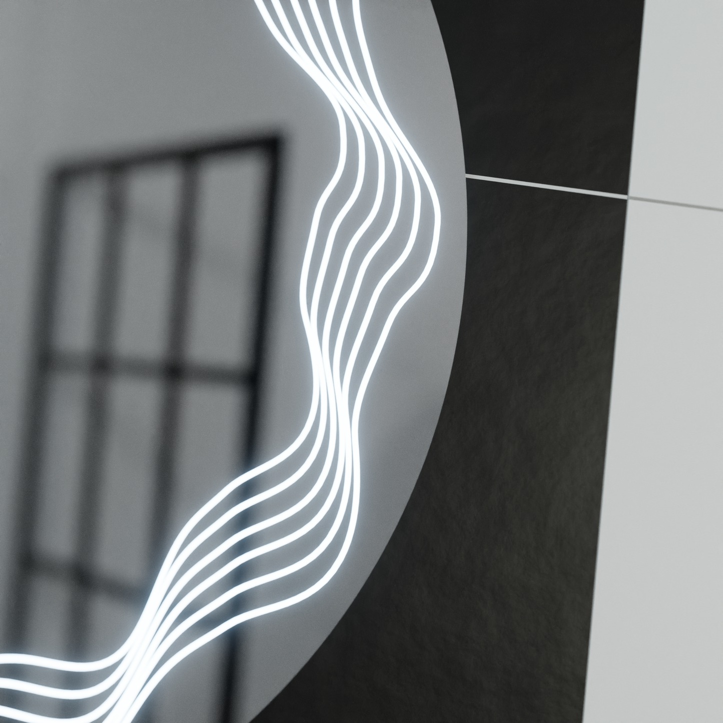 60см кръгло LED огледало, Flusso Touch, система за размразяване, мрачно