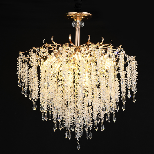 Кристален полилей Fiamma, 6x E14, диаметър 45 cm, злато