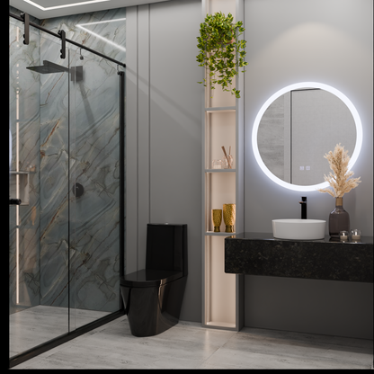 Кръгло LED огледало, 50 см, докосване на нокси, система за обезобразяване