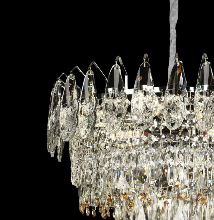 Cymandier Crystal Windsor Elegance 6x E14, диаметър 49 cm, лъскаво злато, регулируема височина