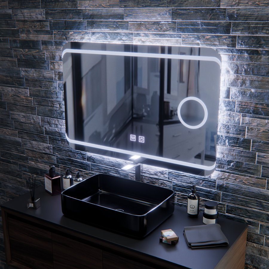 LED огледало E30S/65X45, функция за докосване и премахване на запотяването, козметична светлина, 65x45cm, студена светлина 6000K