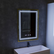 Огледален LED Touch Touch Bruno Заместник отдел, часовник и температура 60x80 cm Сребърна рамка за четка