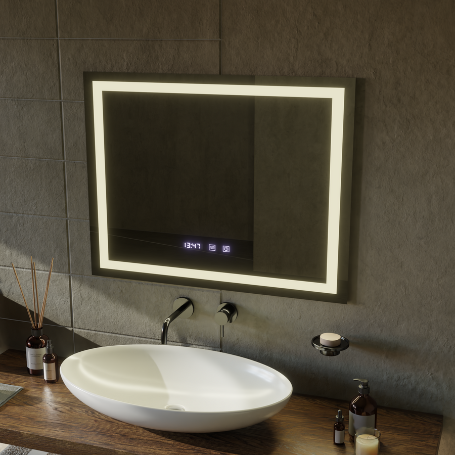 LED Touch Werner огледално огледало Система, часовник и температура 80x60 cm