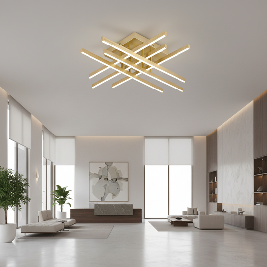 LED полилей с дистанционно управление LINEX, 81W, светлина 3000K/4000K/6000K, димируем, златен LED полилей с дистанционно управление Заглавие по подразбиране Alessandro Design