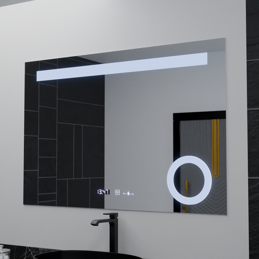 Огледален светодиоден правоъгълен 100x75cm Absolu Motionglow Marcello Dishalict Clock Deflosting System