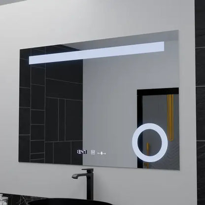 Правоъгълно светодиодно огледало, 80x60см, абсолютно motionglow marcello, система за размразяване, часовник и термометър, козметичен луп