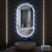 Овално светодиодно огледало, 50x100cm, Lucia Sensor Marcello, система за размразяване, часовник и термометър, подразбиращ се